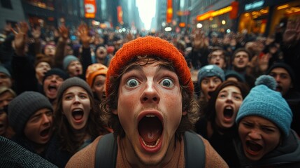 Obraz premium Black Friday shoppers rushing for deals in an intense frenzy