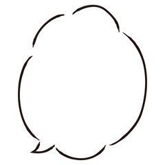 シンプルでおしゃれな手描きの吹き出し（白黒・単体・縦書き）