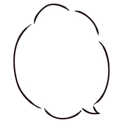 シンプルでおしゃれな手描きの吹き出し（白黒・単体・縦書き）