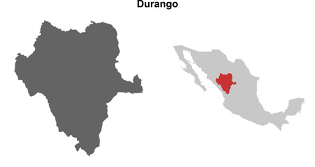 Fototapeta premium Durango state blank outline map set