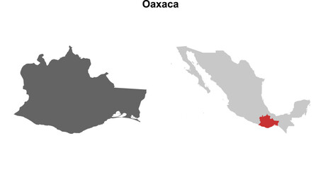 Fototapeta premium Oaxaca state blank outline map set