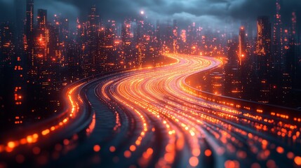 Fototapeta premium Futuristic digital roadmap with technology milestones and business objectives