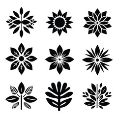 Fototapeta premium Shilhoutte Flowers tree vector icons set on a white background