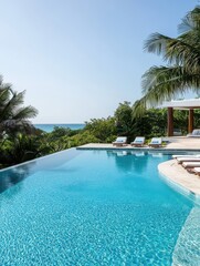 Refreshing infinity pool with luxurious features, offering an exclusive and serene escape for ultimate relaxation.