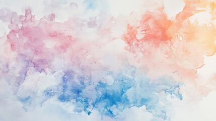 Naklejka premium Abstract watercolor painting in soft pastel colors of pink, blue, and peach