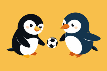 penguin 2 baby playing-footbal