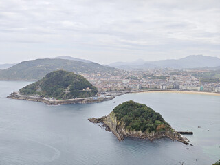 Fototapeta premium The panorama of San Sebastian Donostia from the mountain Igueldo, Basque Country, Spain