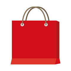 Paper shopping bag with handles standing up illustration on white background