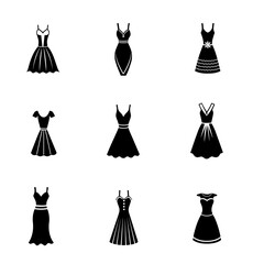 Set of girls dress icons illustration isolated white background. Vector