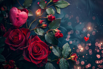 Beautiful greeting card with bright holiday composition for happy celebrate a valentines day