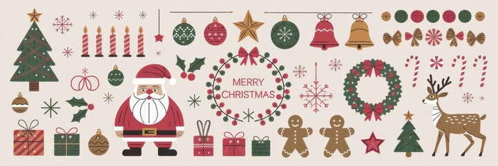 Christmas Elements Flat Illustration Set