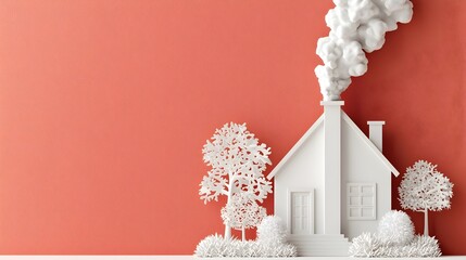 3D Housewarming Card with Chimney Smoke and Minimal Backdrop