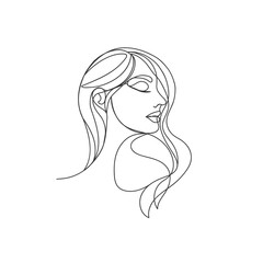 Artistic one line sketches of woman face. Female face drawing minimalist line style.