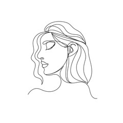 Artistic one line sketches of woman face. Female face drawing minimalist line style.