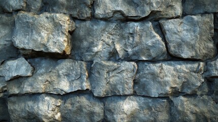 Obraz premium A close-up of a stone wall made of irregular gray stones.