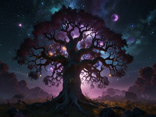 Eye-catching Tree made uniquely designed with vibrant and bright colors Ai Generated.