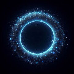 Abstract digital background featuring swirling blue circles and glowing patterns creating a futuristic vortex effect with a space-like texture