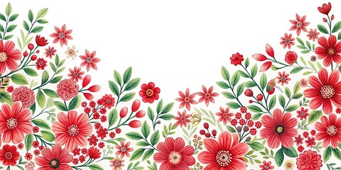 Low angle view of white background with red spring floral pattern