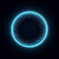 Fototapeta premium A glowing blue circle in space surrounded by stars and darkness