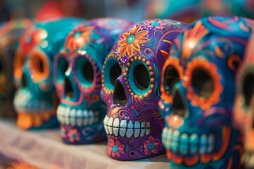 Beautiful greeting card with bright holiday composition for happy to joy celebrate dia de muertos