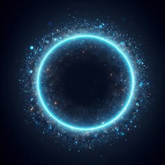 Fototapeta premium A glowing blue circle in space surrounded by stars and darkness