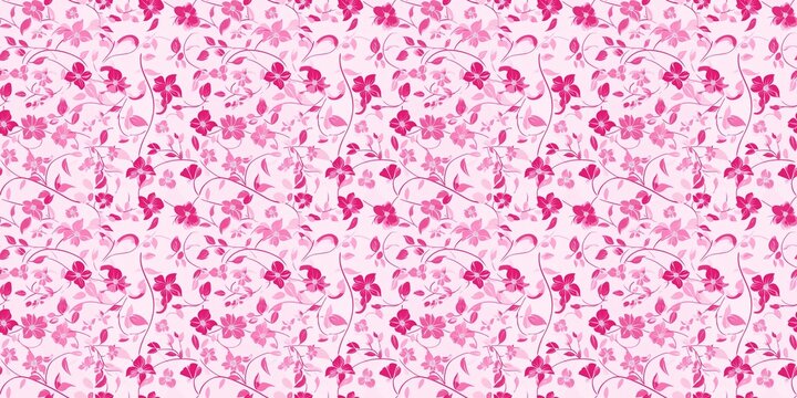 Pink floral pattern with a soft, feminine design. seamless background pattern