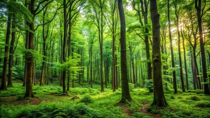 Obraz premium Lush forest with trees close together