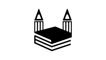 Fototapeta premium kids Education,learning castle, Black Isolated Silhouette