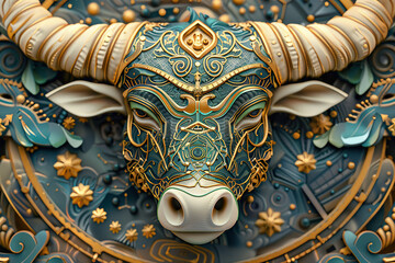 Naklejka premium Astrological composition with concept of Taurus zodiac sign symbol