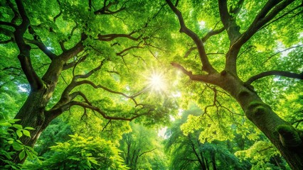 Fototapeta premium lush green leaves creating enchanting atmosphere