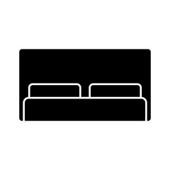 Illustration showing a black bed icon on a white background