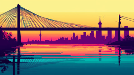 Fototapeta premium city skyline at sunset