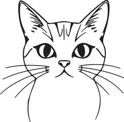 Cat sitting line art silhouette vector and white background