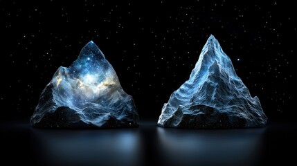 Obraz premium Surreal Mountains with Galaxy Inside Night Sky Abstract Art Digital Painting