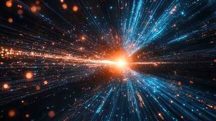 Naklejka premium A digital marketplace visualized as an interstellar explosion