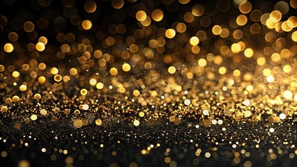 Luxurious black gold background with glittering gold circles