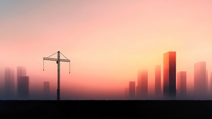 Obraz premium Deserted Construction Site at Sunset