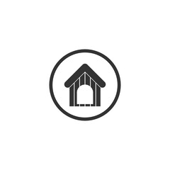 Dog house circle icon isolated on transparent background