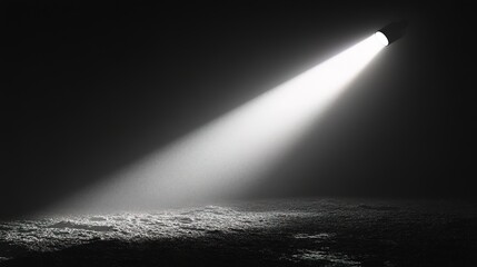 Minimalist depiction of a single light beam cutting through darkness