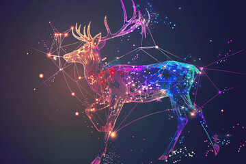 Astrological composition with concept of Deer zodiac sign symbol