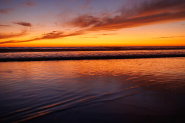 Beautiful Sunset Over the Ocean with Reflective Shoreline