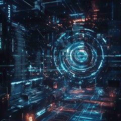 Futuristic sci-fi background with digital elements