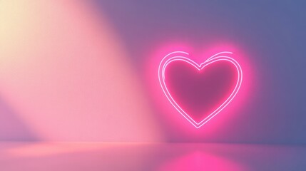 Neon pink heart shape glowing against a soft gradient background