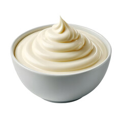 A bowl of mayonnaise isolated on transparent background