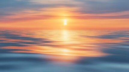 Obraz premium Tranquil sunset over open sea, golden reflection on serene water