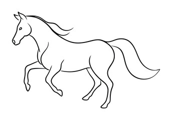 Sleek Continuous Line Art of a Majestic Horse