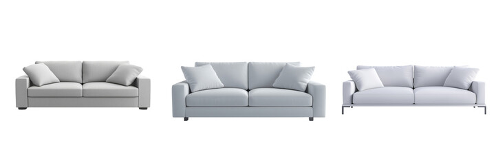 Fototapeta premium minimalist, contemporary sofa with clean lines and plush cushions isolated on transparent background