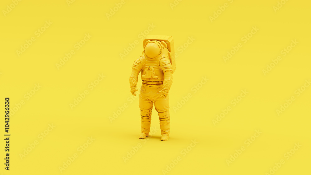Wall mural yellow astronaut space suit helmet visor retro science vivid sci fi outer space protection yellow ba