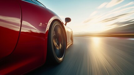 Low angle side view of car driving fast on motion blur