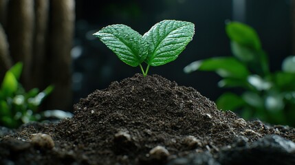 New Life  Green Sprout Emerging from Soil  Nature Growth  Ecology Concept